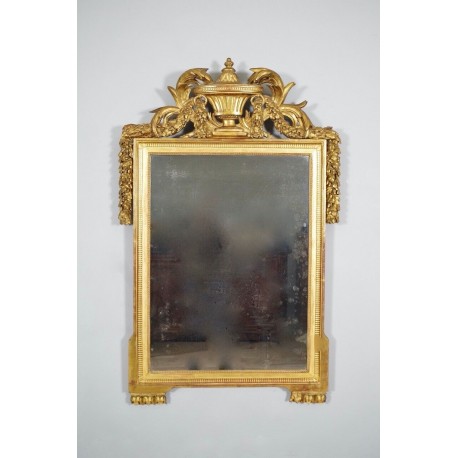 Spiegel Louis XVI vergoldetes Holz mit Giebel XVIII Jahrhundert