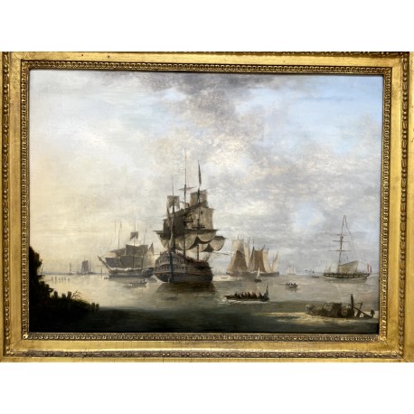 Dominique de Bast : Schiffe in einer Bucht