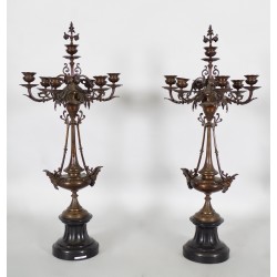 Paar Kandelaber Napoleon III. aus Bronze im Barbedienne-Stil