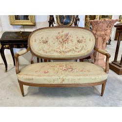 Sofa im Stil Louis XVI Tapisserie im Stil Aubusson