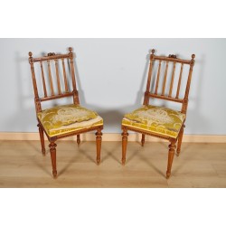 Paar Stühle im Stil Louis XVI Nussbaum 1900