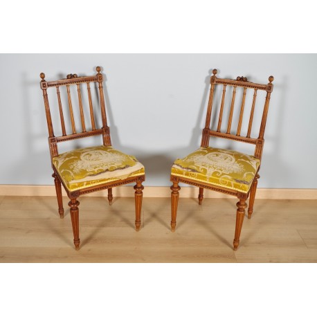 Paar Stühle im Stil Louis XVI Nussbaum 1900