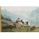 Théodore Lévigne : Schäferin und Schafe in den Bergen
